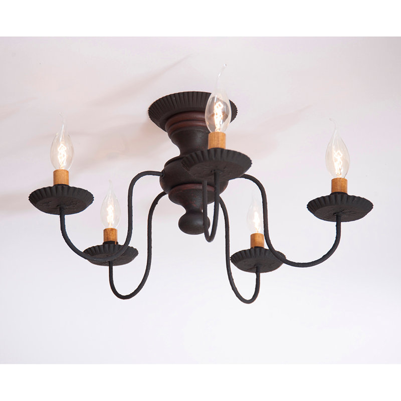 Lehman Semi Flush Mount, Hartford Black with Red