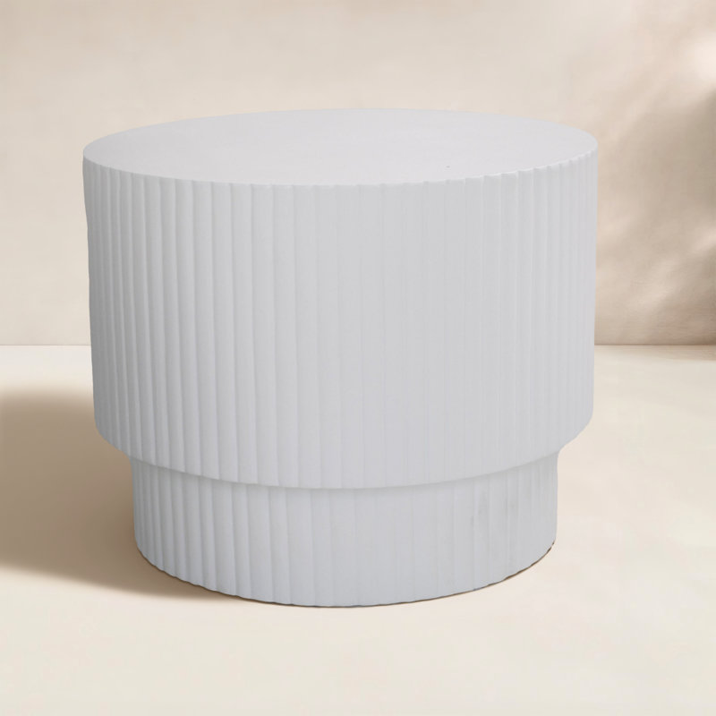 Naria Stanbridge Modern Concrete End Table, White