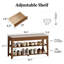 Bancs d'entrée en bois massif à 2 niveaux avec tiroirs et coussins rembourrés Addisin Adryell - Rangement pour chaussures confortables-528437914-528437905