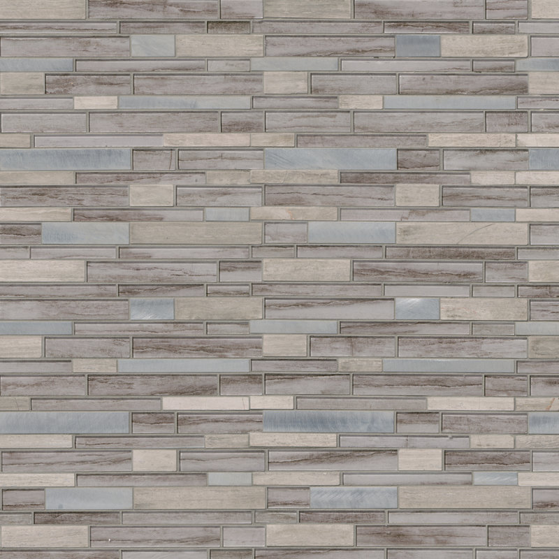 Belfort Taupe Interlocking 12 in. x 12 in. Glass Stone Metal Blend Mosaic Wall Tile