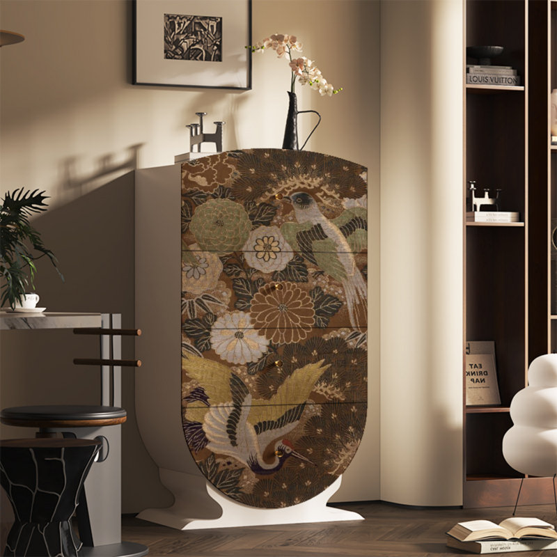 Commode d'appoint 4 tiroirs Modern, Blanc / Brun