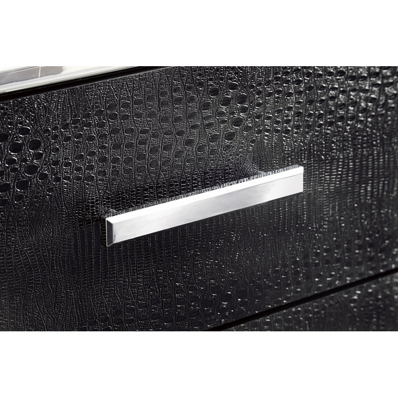 Kaydell Contemporary Black 2-Drawer Nightstand with USB Charging