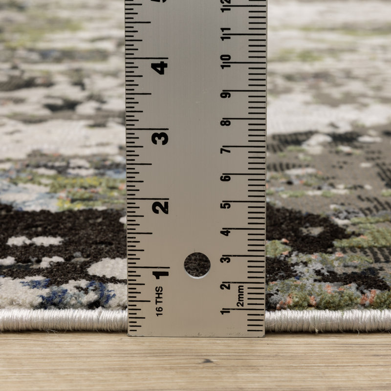Belinda Synthetic Abstract Indoor Rug, Rectangle 3'3" x 5'