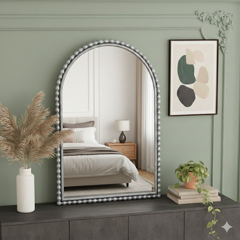 Iron Art Arch Vintage Vanity Mirror, 35.43" H x 23.62" W, Silver