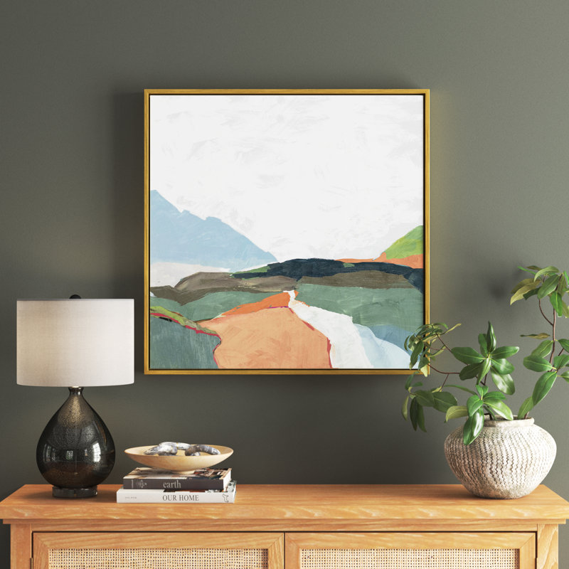 Addy April Morning - Floater Frame Painting on Canvas, 31.5" H x 31.5" W, Espresso