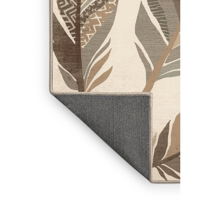 Tapis beige moelleux moelleux en bois de bohème marocain - reliure beige, 7 x 9