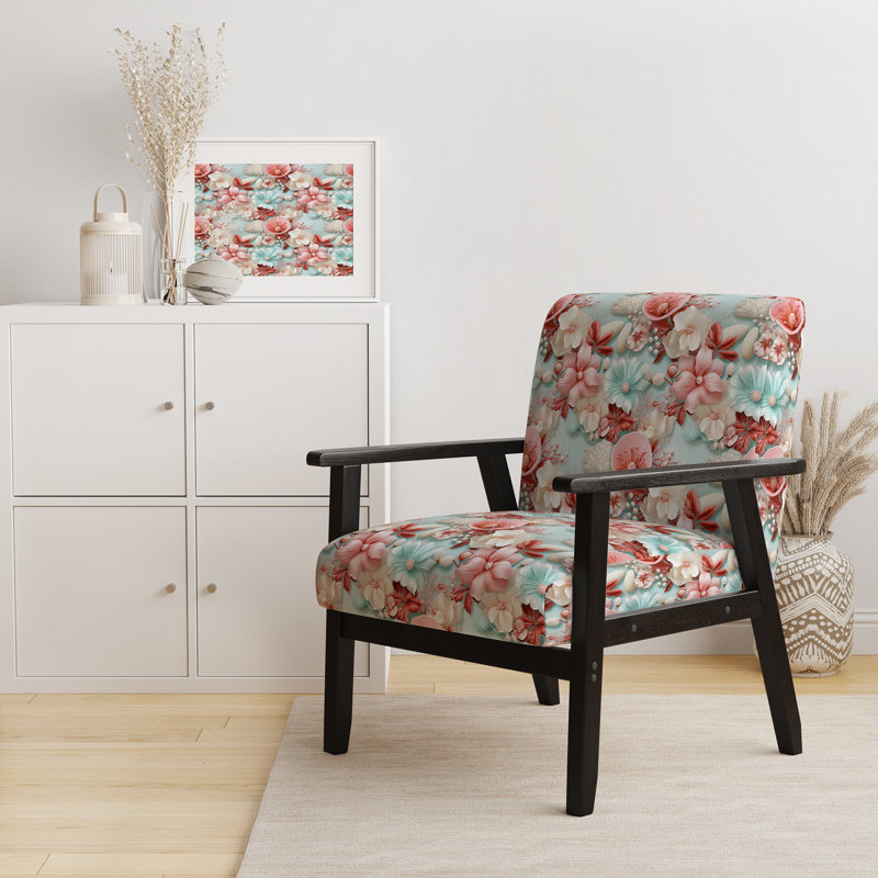 & Coastal Accent Arm Chair D, Seashell Whispers Tropical Pattern