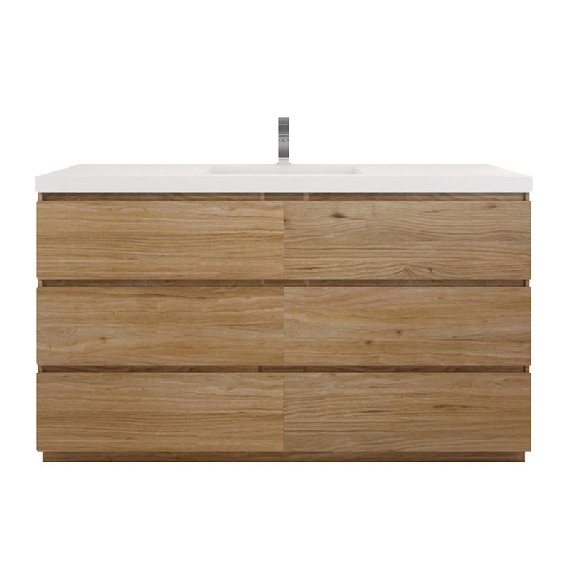 Ensemble de meuble-lavabo simple 60 po Haracha, Chêne naturel