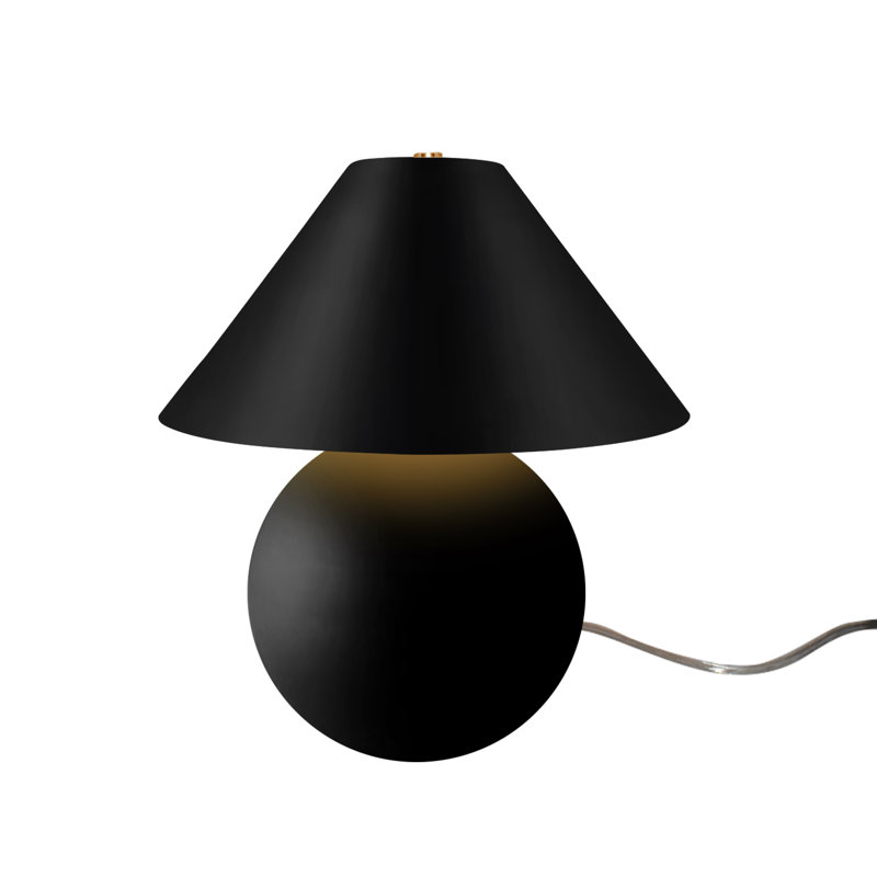 Lampe de table en céramique Caroldine, Noir carbone mat / or champagne, 16.75" H x 15" W x 15" D