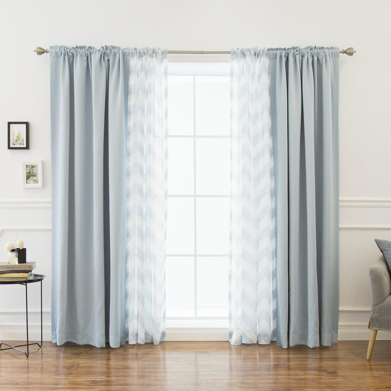 Rideaux semi-transparents avec passe-tringle Ridlon, Bleu ciel