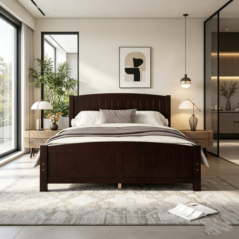 Lit plateforme, lit plateforme en bois massif avec lattes de soutien, tête et pied de lit, aucun sommier nécessaire, cadre de lit en bois pour chambre et appartement, blanc et noir