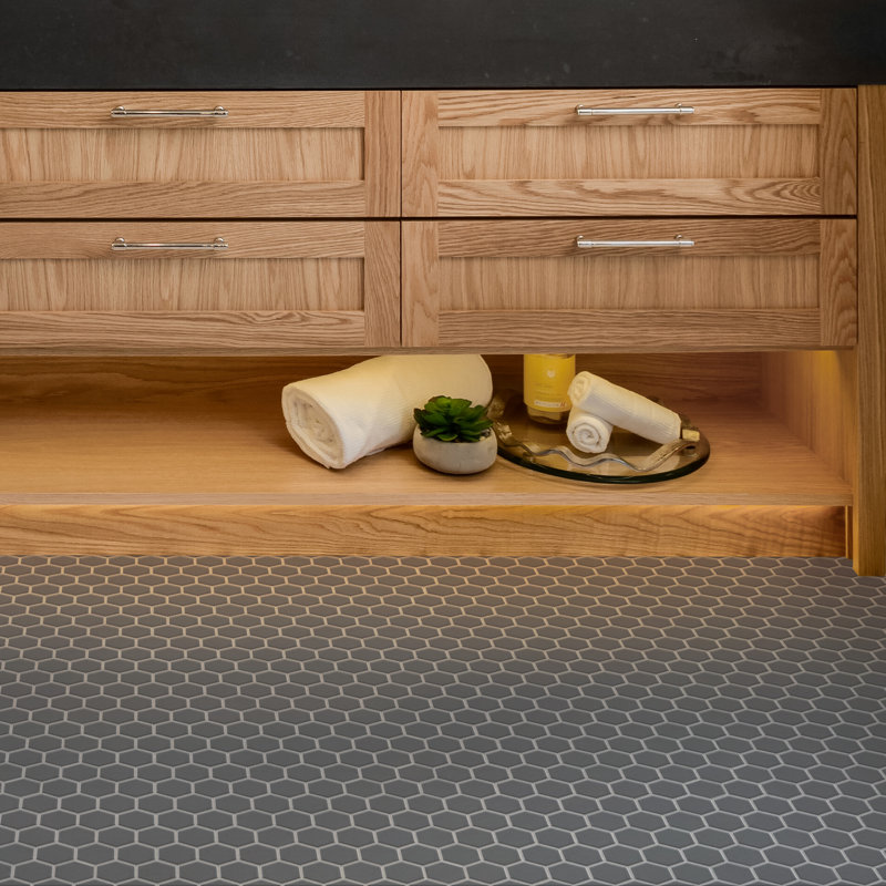 Metro 2" Hex Glossy 11-1/8 " x 12-5/8 " Porcelain Mosaic Floor and Wall Tile, Gray