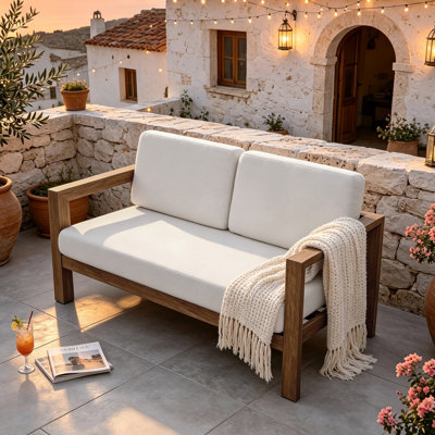Outdoor Solid Wood Patio Sofa