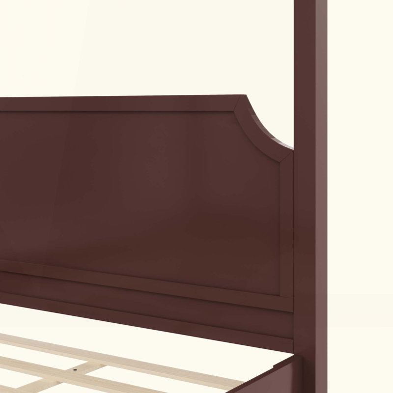 Lit plateforme à baldaquin en bois avec tête de lit et pieds de support, Noyer, Grand lit