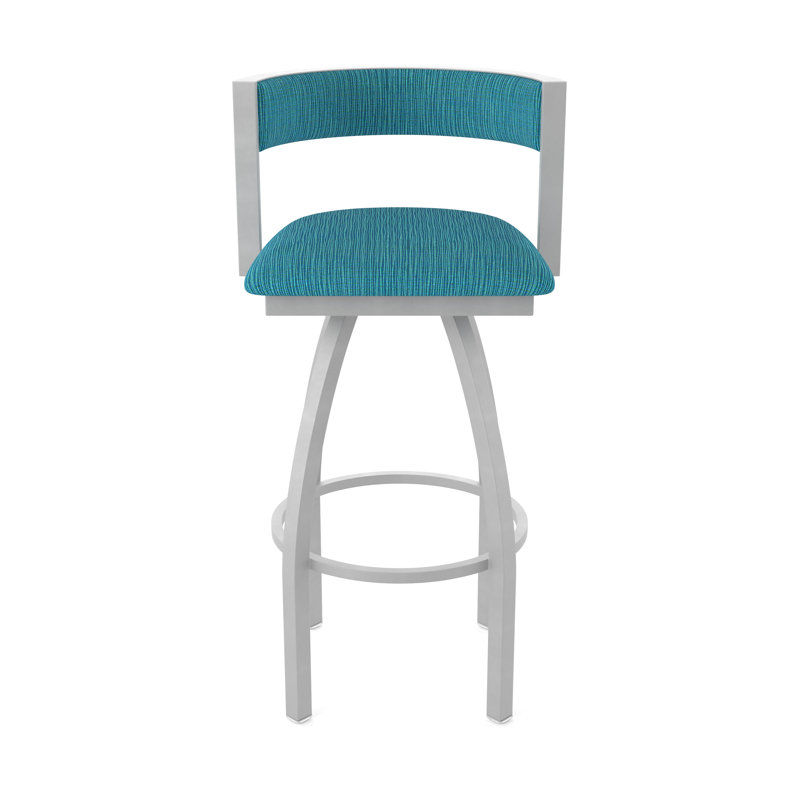 Tabouret Artémis, Tabouret de bar (siège d'une hauteur de 30 po), Nickel anodisé, Tissu - marée graphique