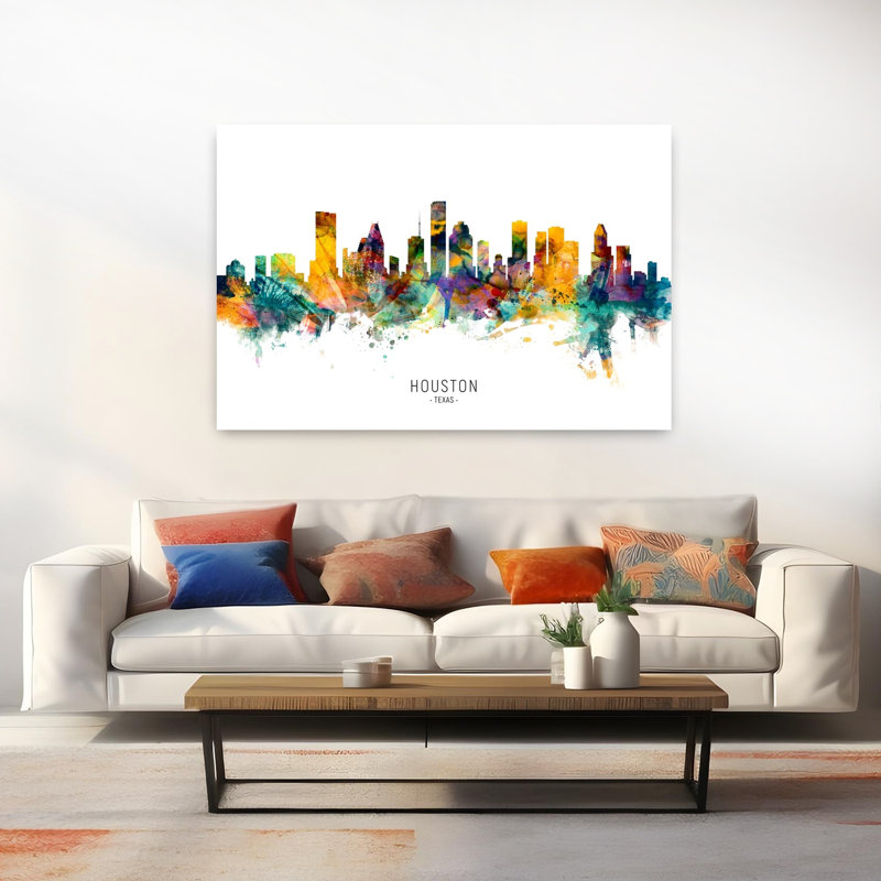 «Vibrant Houston Skyline», art contemporain urbain, H 40 po x l 60 po