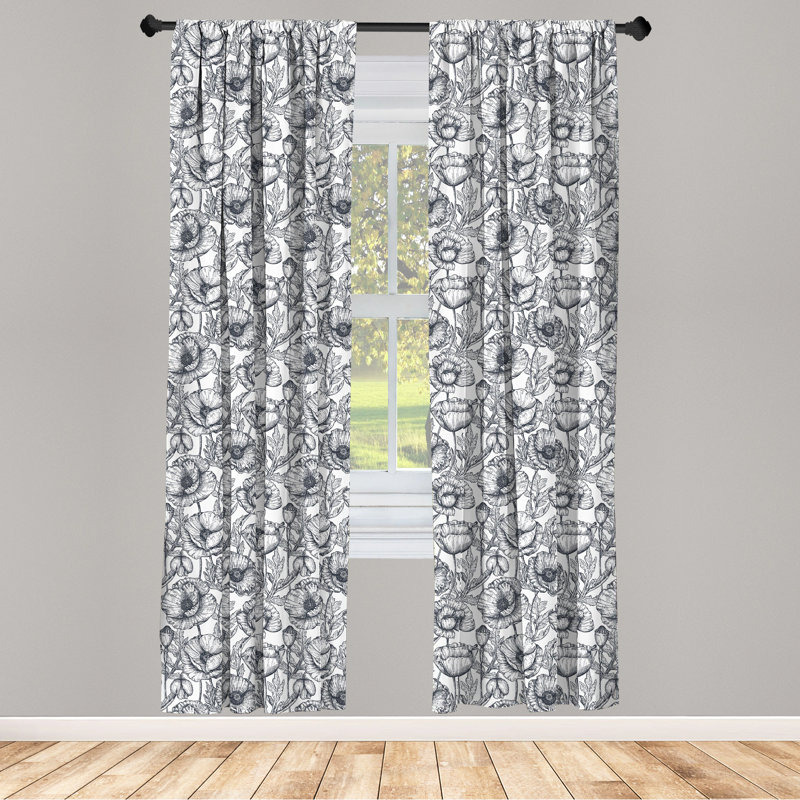 Floral Semi-Sheer Rod Pocket Curtain Panels, 28" x 84"
