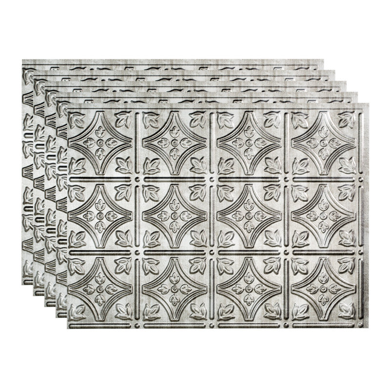 Ensemble de dosseret décoratif en vinyle de style traditionnel 1, Argent Crosshatch