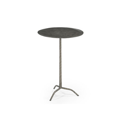 Silas Modern Hammered Iron Accent Table with Antique Nickel Finish
