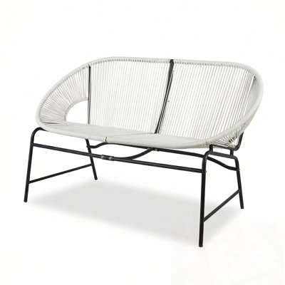 Outdoor Patio Loveseat with Metal Legs