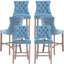 Tabouret de bar rembourré en velours avec dossier capitonné-102830876-108418881-113494538