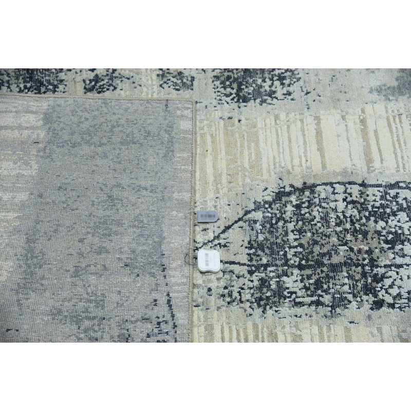 Handmade Silk and Wool Geometric Area Rug, Rectangle 9' x 12'