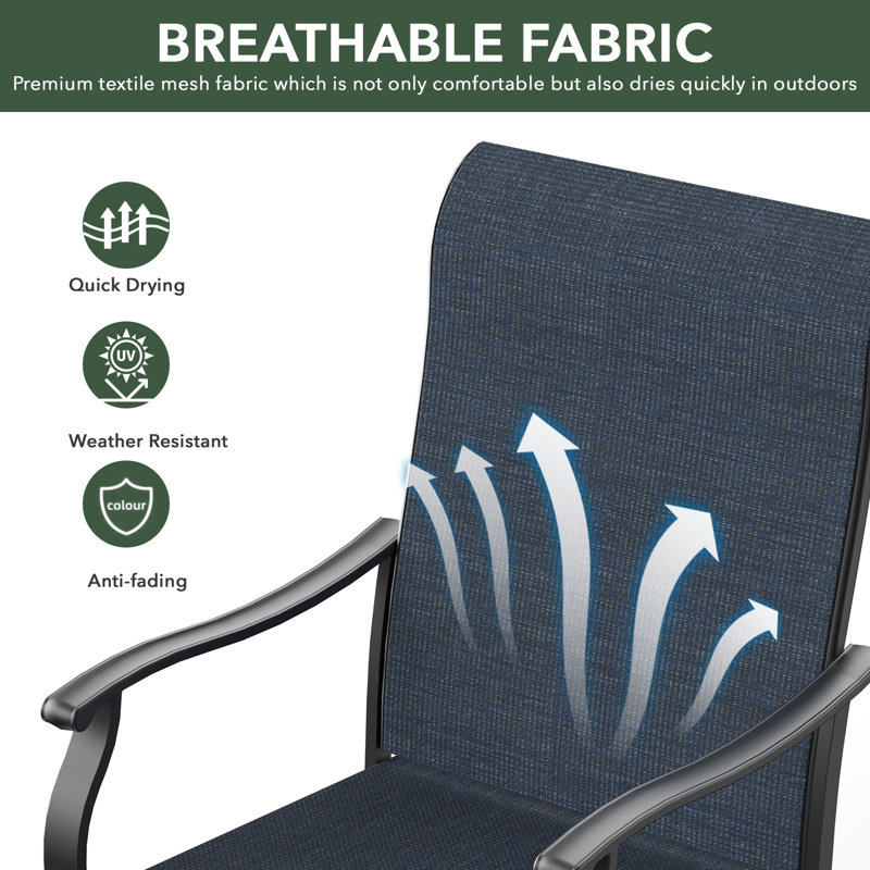 Ensemble de 2 chaises d'extérieur pivotantes pour l'extérieur, Bleu