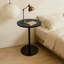 Ensemble de 2 petites tables d'appoint rondes à cercles concentriques en bois pour deux tables de chevet en métal