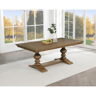 Table de salle à manger 72 x 40 en chêne brun avec base à double piédestal