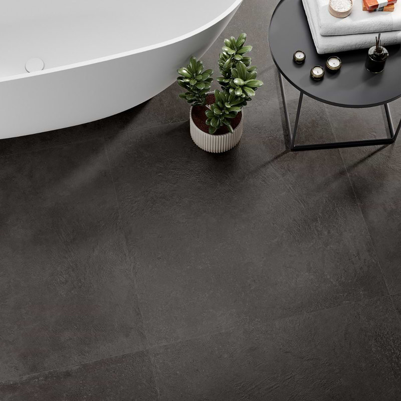 Stoneside 36x36 Matte Porcelain Tile, Charcoal Gray