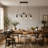 4-Light Dimmable  Modern Linear Pendant Light with Seeded Glass, in Brushed Antique Silver for Dining Room