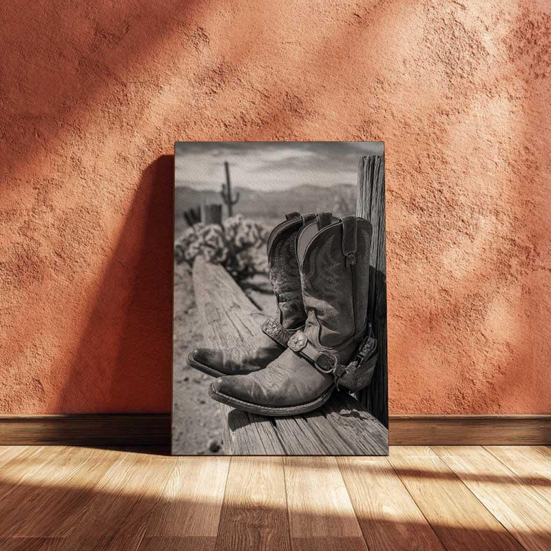 «Cowboy bottes», art mural sur toile «Rustic Western Texas» - décoration champêtre rétro, H 18 po x l 12 po