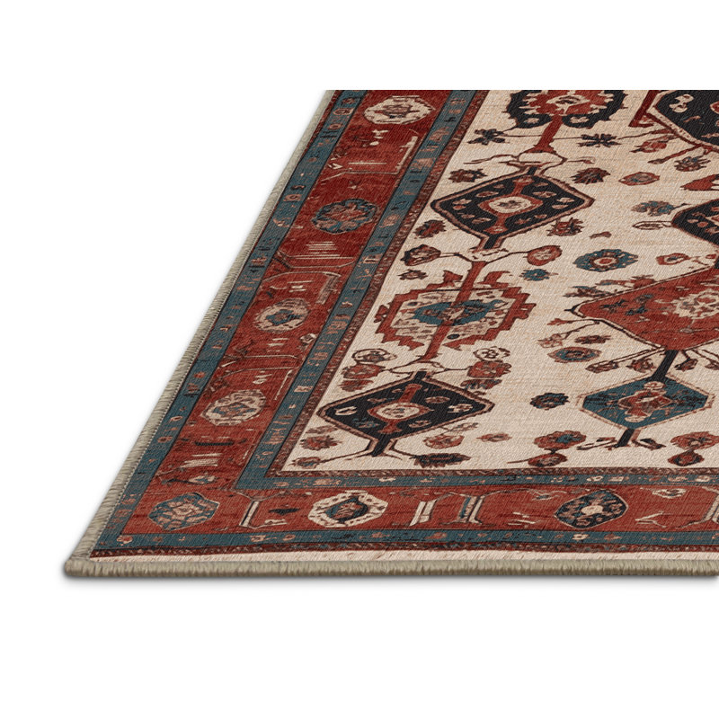 Machine Washable Turkish Brown Area Rug, Rectangle 7' x 9'