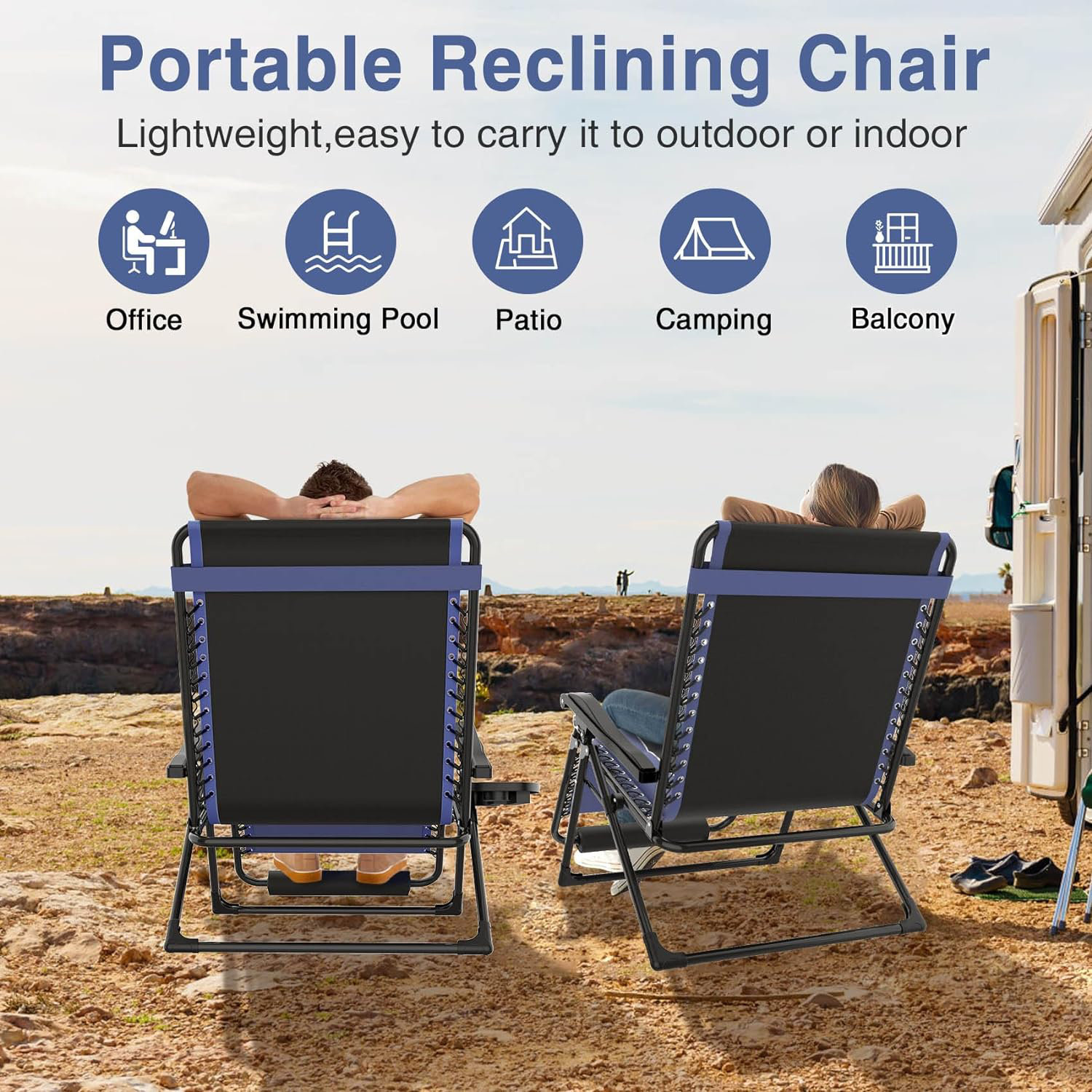 Arlmont & Co. Oversized Zero Gravity Chairs, 33in XXL Folding Outdoor ...