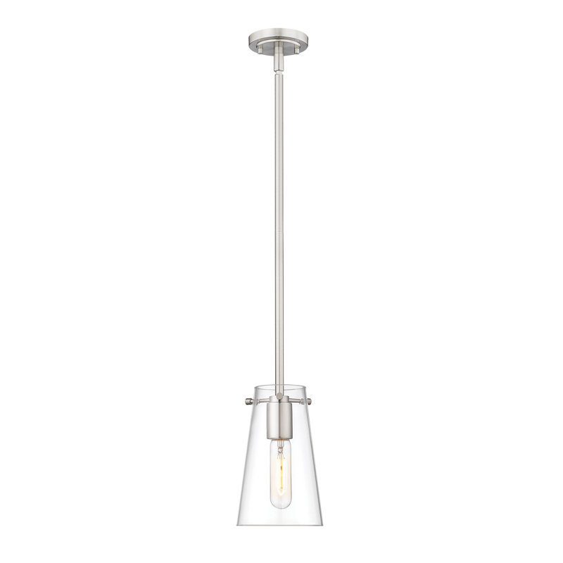 Luminaire suspendu 1 lumière Vilmos, Nickel brossé, H 53 po x l 5 po x P 5 po