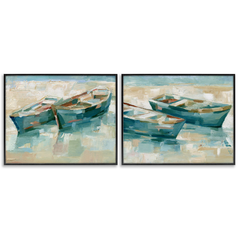  Ensemble de 2 giclées sur une rangée de péniches délavées par Ethan Harper, H 11 po x l 14 po, Noir