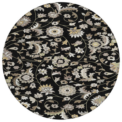 Machine Washable Indoor/Outdoor Chayden ACN1006 Black Rug
