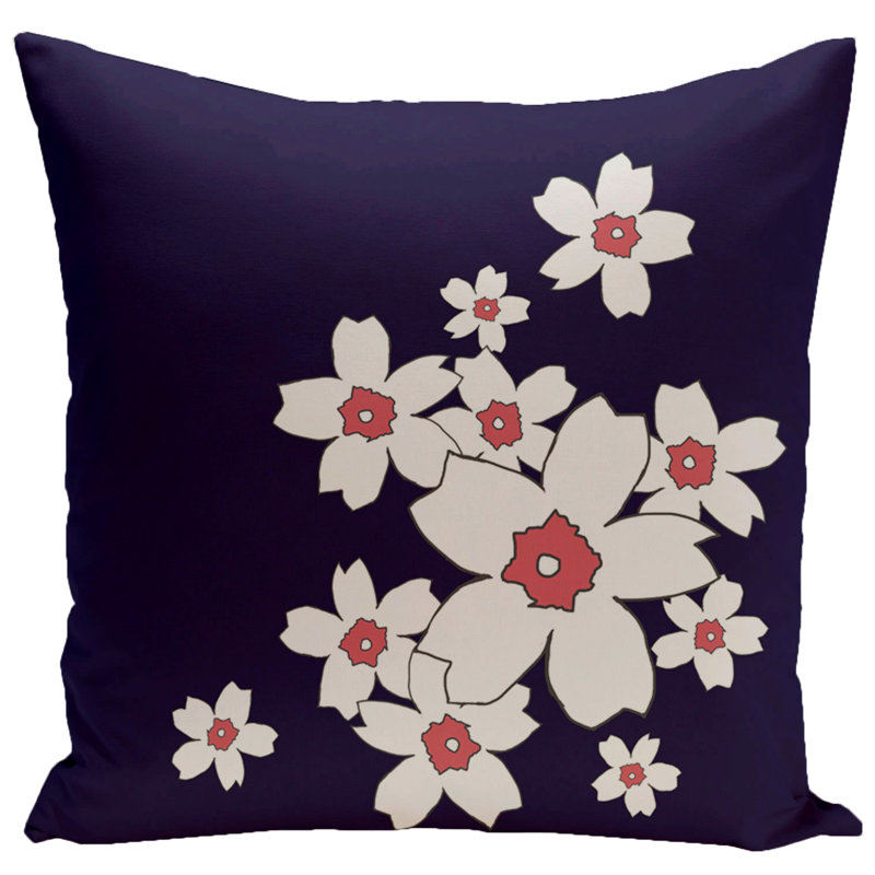 Housse de coussin carré et insert, H 16 po x l 16 po, Bleu marine printanier