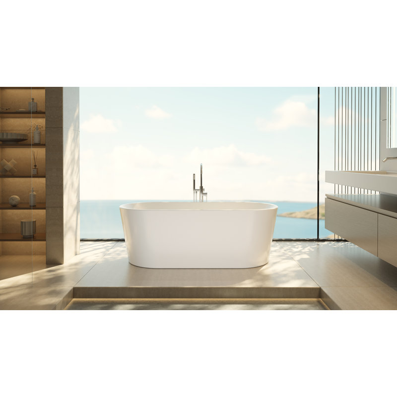 DreamLine Aqua 66 1/2 in. L x 29 in. W x 22 3/4 in. H Acrylic Double Ended Freestanding Tub, Matte Black, Matte Black