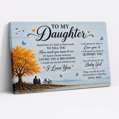 Father Daughter Yellow Tree To My Daughter Quote Canvas Wall Art
