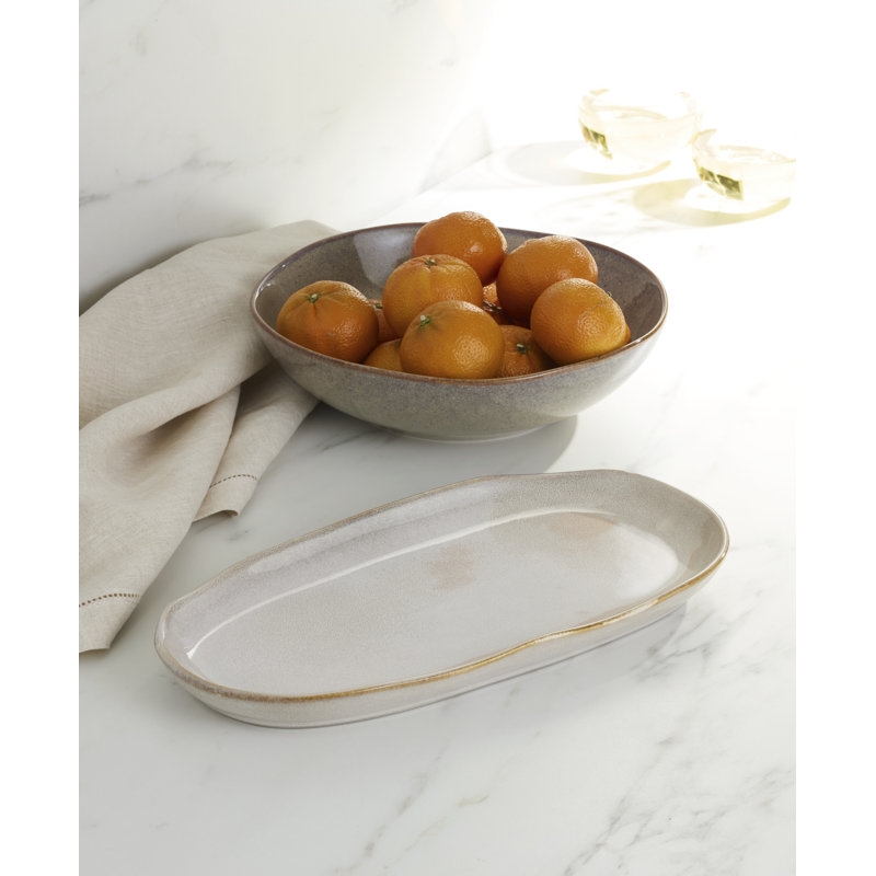 Organic Shades 2-Piece Serving Set, Oatmeal, Cream