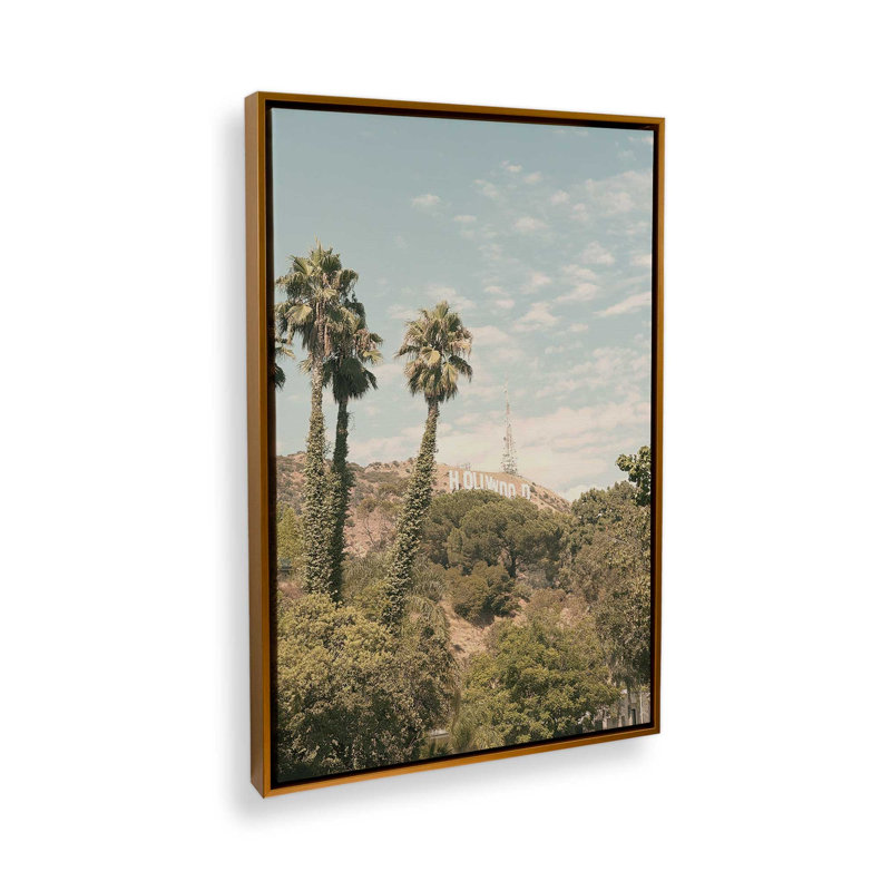 Impression sur toile Golden Hollywood, Cadre flottant doré poli, 20 po x 30 po