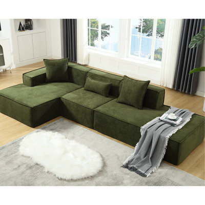 L-Shaped Modern , Terrycloth Upholstery, Spacious For Living Room, No Assembly Room L-Shaped, Design, Needed