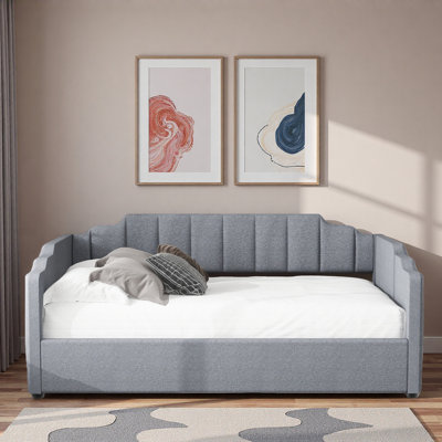 Upholstered Daybed With Underneath Storage And Vertical Striped Design