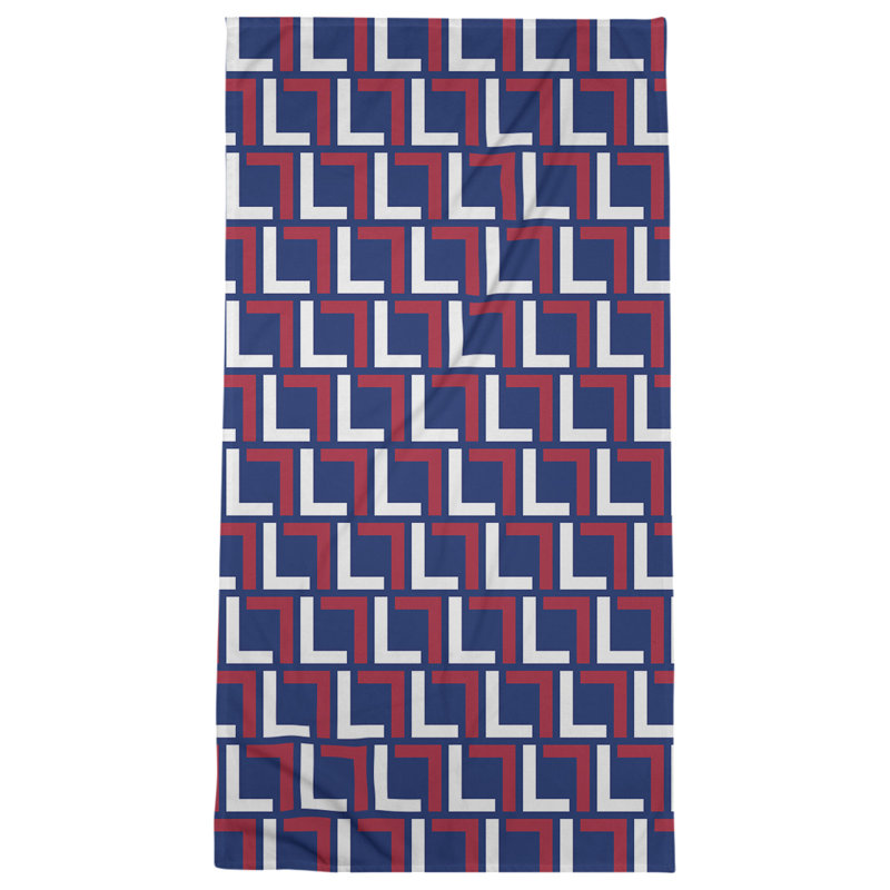 Serviette de plage en microfibre, Bleu foncé / blanc / rouge