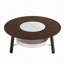 Table basse ronde avec tablette de rangement, incrustation de pierre frittée et pieds en bois massif, table de centre minimaliste moderne pour le salon, assemblage facile