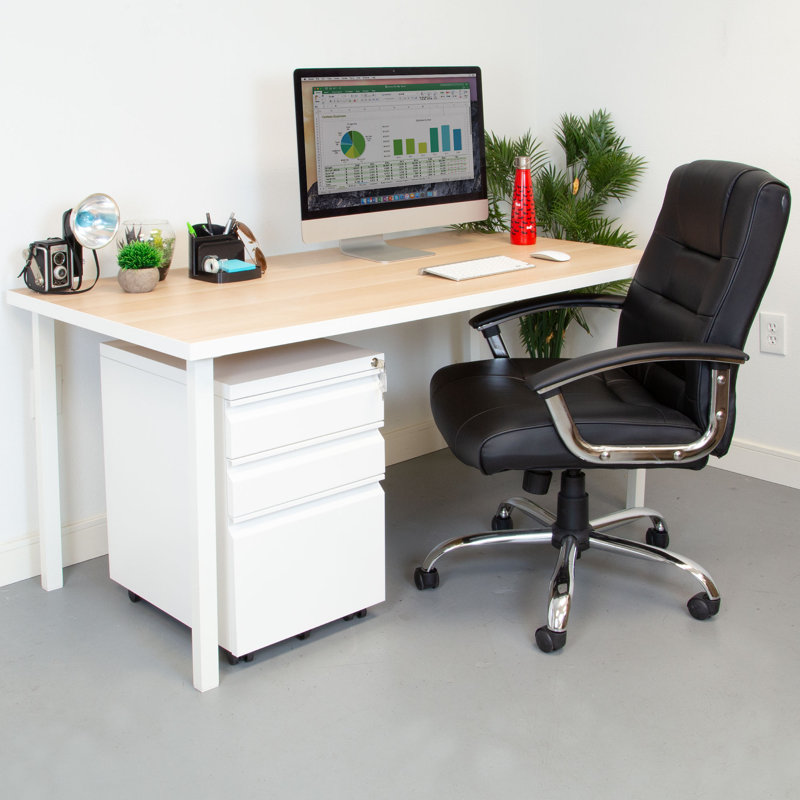 Mount-It! Mobile Vertical File Cabinet with Three Drawers | Under Desk Rolling Storage, White
