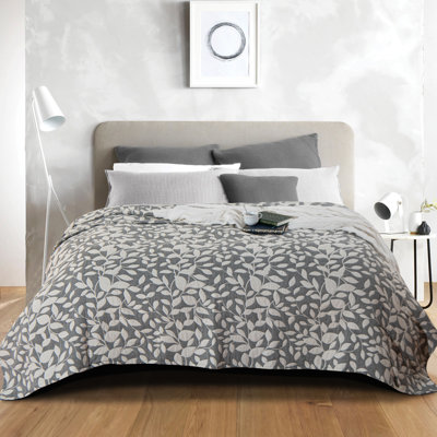100% Soft Muslin Cotton 3-Layer Reversible All Season Blanket, Breathable Lightweight Printed Bed Blanket