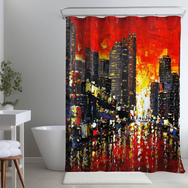 Shower Curtain CI147 – Polyester Shower Curtain, Dye Sublimation Print, 71" W × 74" L