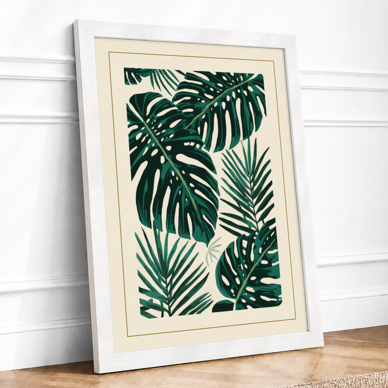 Tropical Leaf Forms Botanical - Framed Print, A1 - 84.1 x 59.4 cm, White